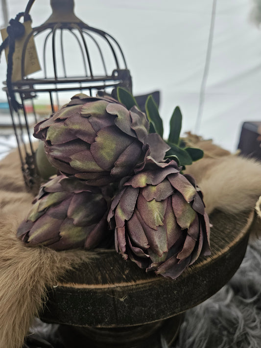 Bundeltje van 3 kunst artisjokbloemen